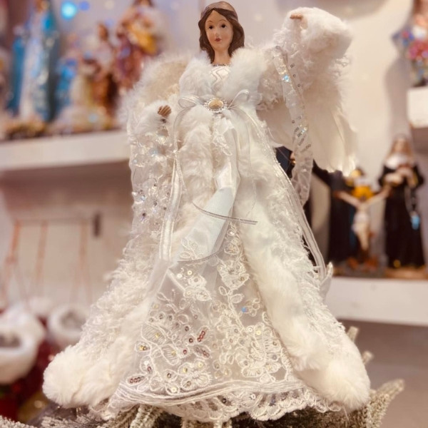 White Snow Tree Top Angel Christmas Decorations